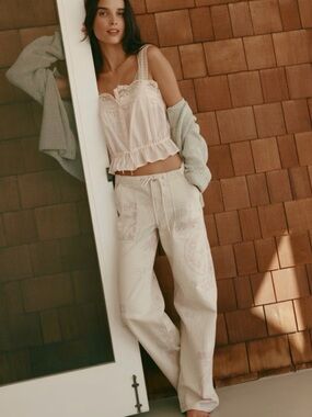 Abercrombie & Fitch Linen-Blend Low Rise Ultra Loose Drawstring Jean